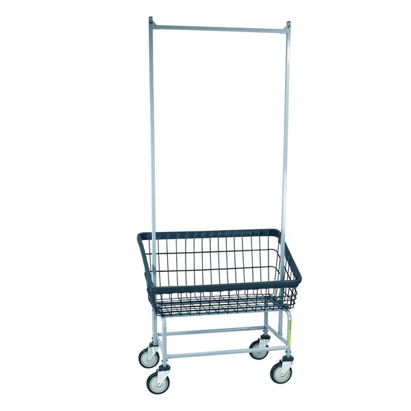 R&B Wire Products Dura-Seven Large Front Load Wire Laundry Cart with Double Pole Rack, 3.75 Bushel 200S56/D7 - main